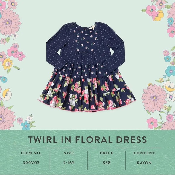 Matilda Jane Dream Chasers Twirl In Floral Dress - Picture 1 of 6